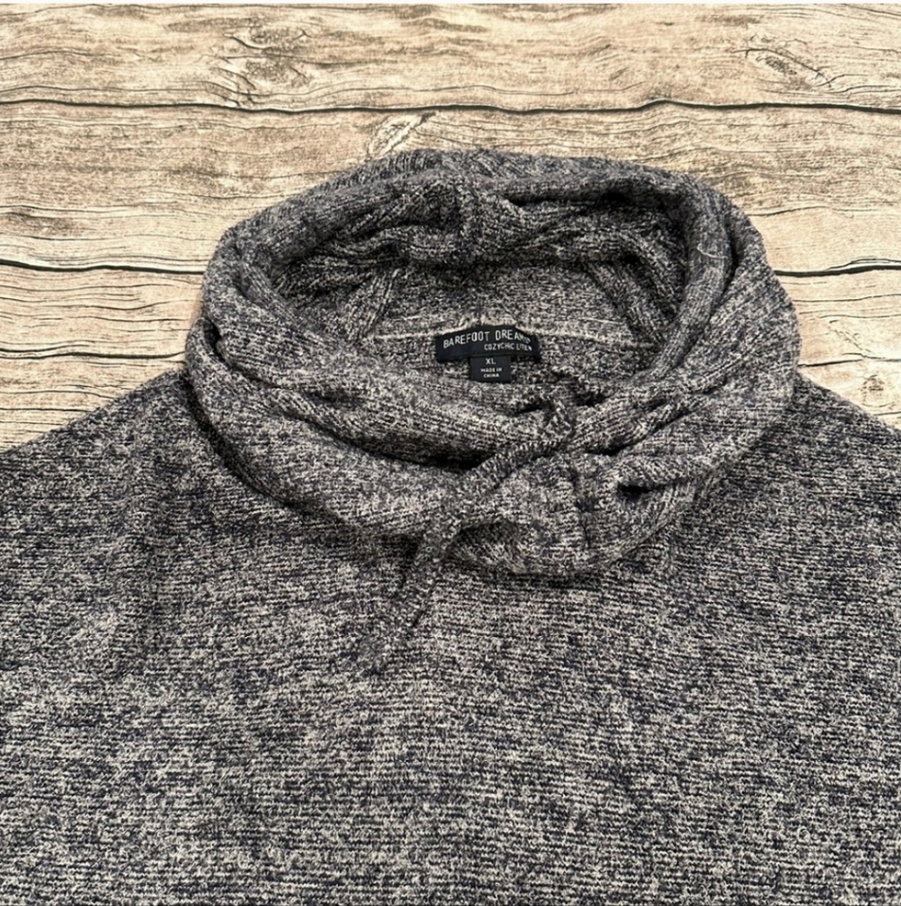 Barefoot Dreams Cozychic Lite Funnel Neck Sweater; Drawstring; Grey; SizeXL